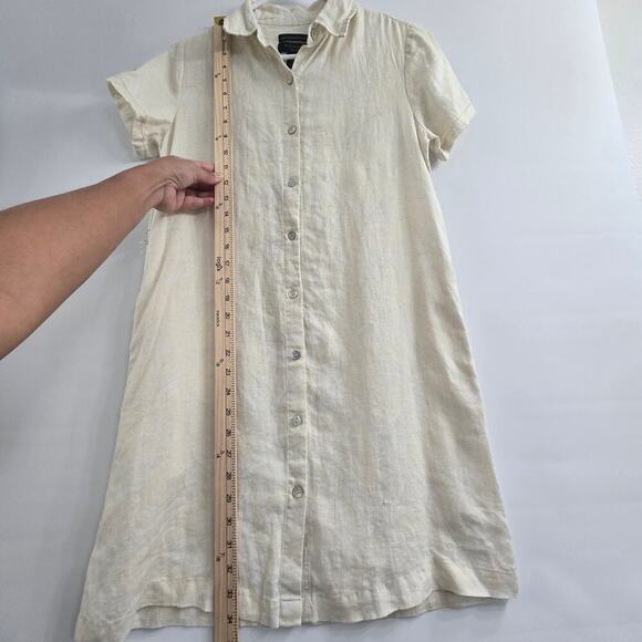 Tahari 100% Linen Shirt Dress XS Butter Yellow Collared Summer Resort Coastal - Picture 6 of 8